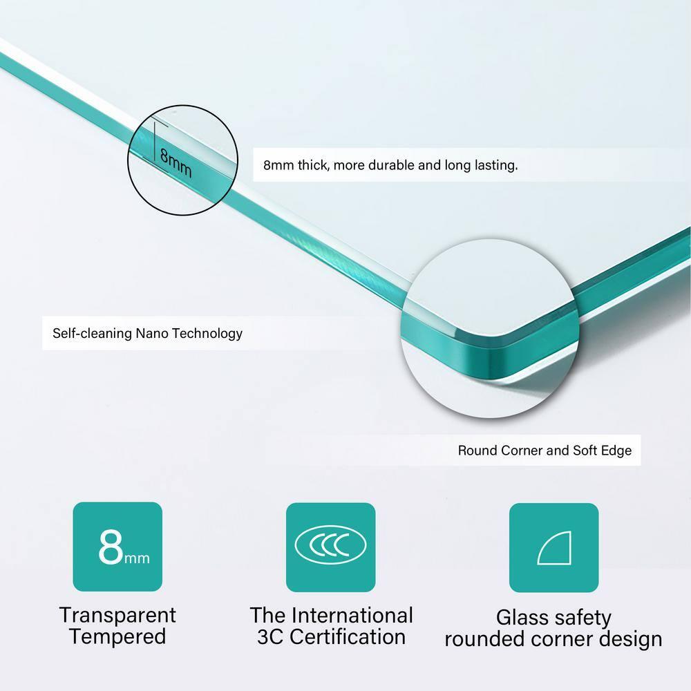 Shower Door 48" W X 76"H Semi-Frameless Bypass Sliding Shower Enclosure