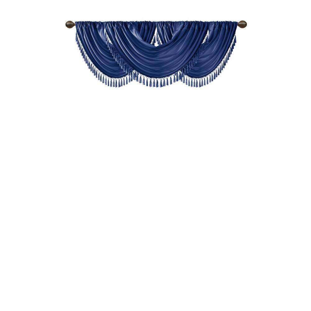 Madison Park Elena Faux Silk Waterfall Embellished 38'' W Window Valance