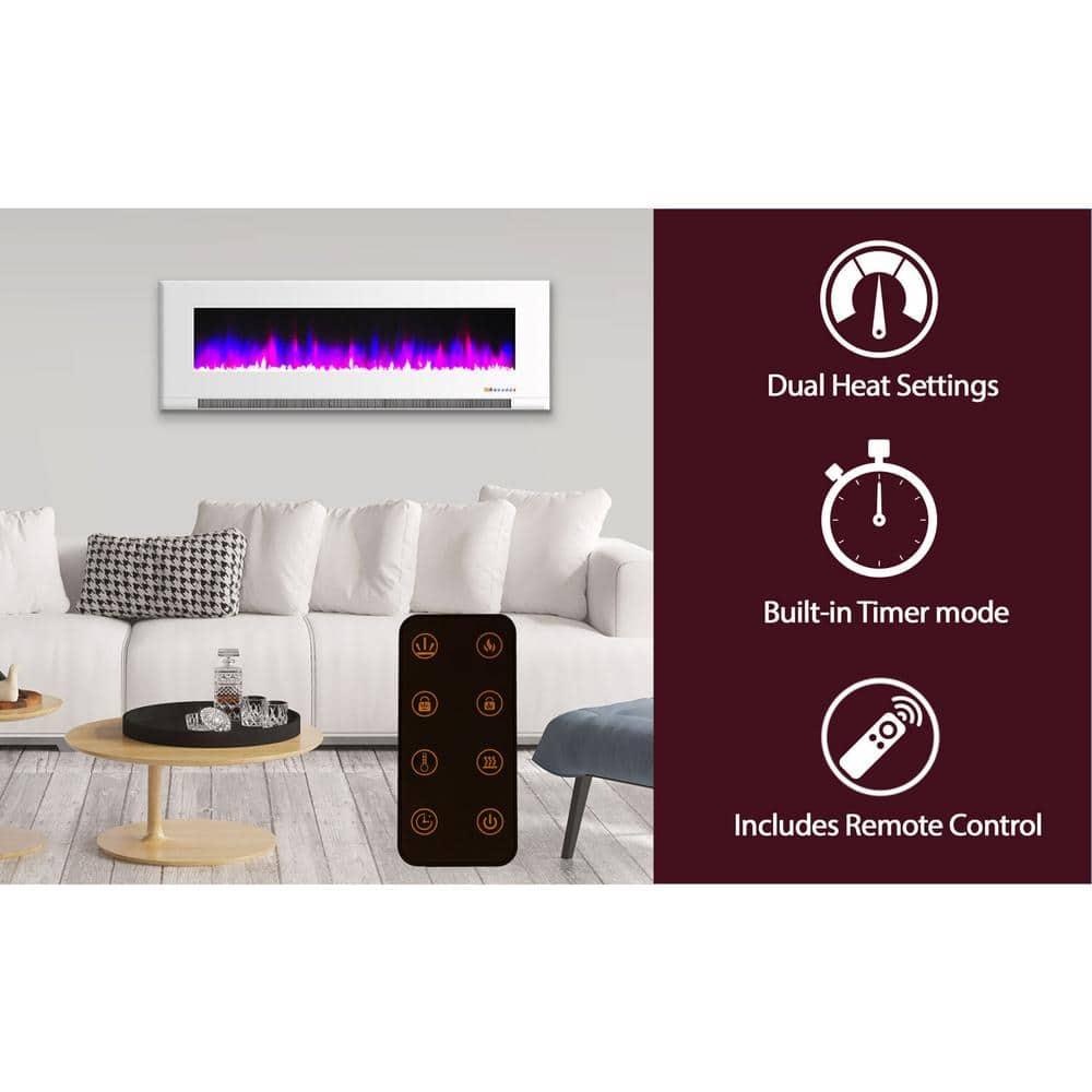 Cambridge Cambridge Wall Mount Electric Fireplace Heater with Remote Control for Indoor Use in Living Room, Bedroom, Home Office