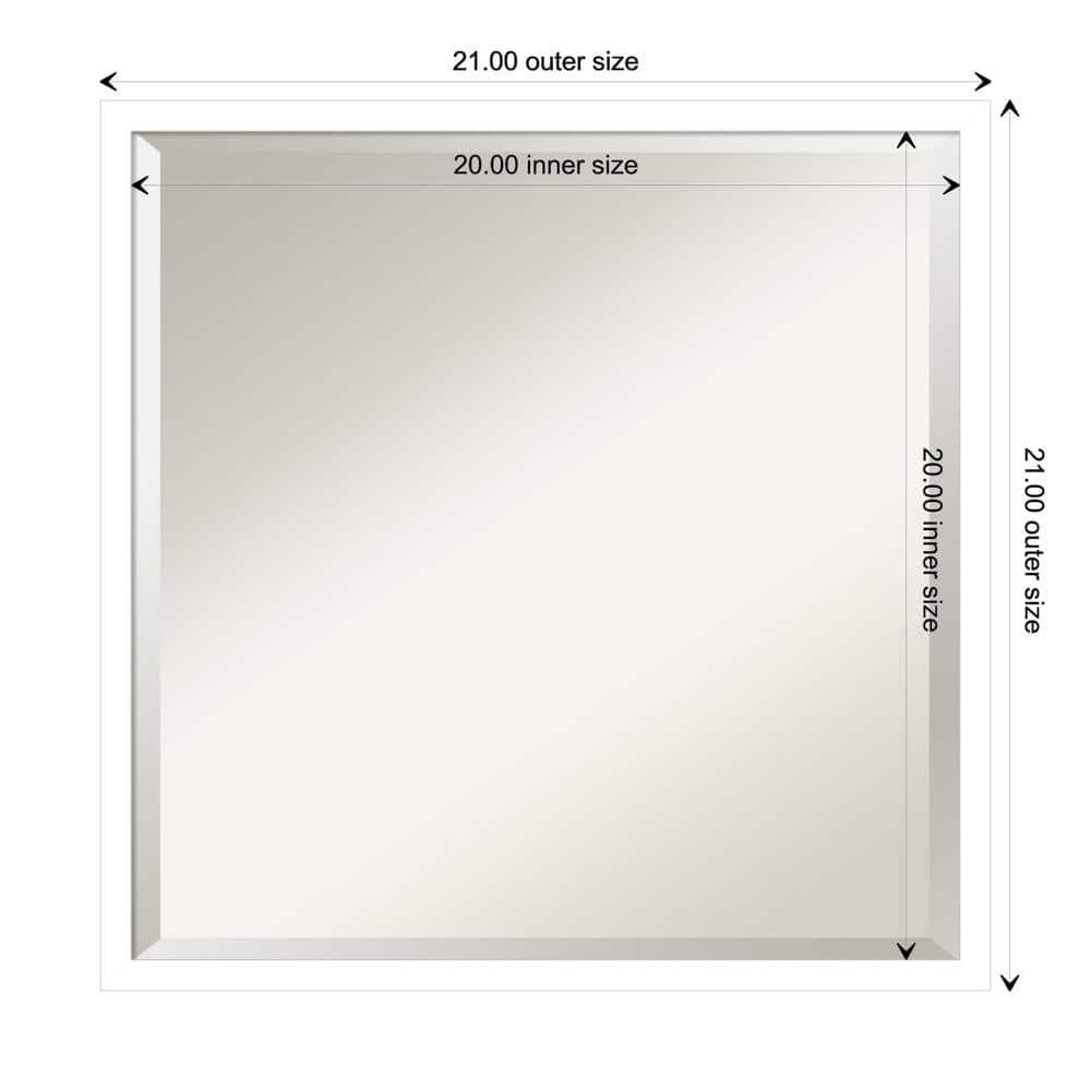 Amanti Art Beveled Wood Bathroom Wall Mirror - Svelte Frame Svelte White Outer Size: 21 x 21 in White