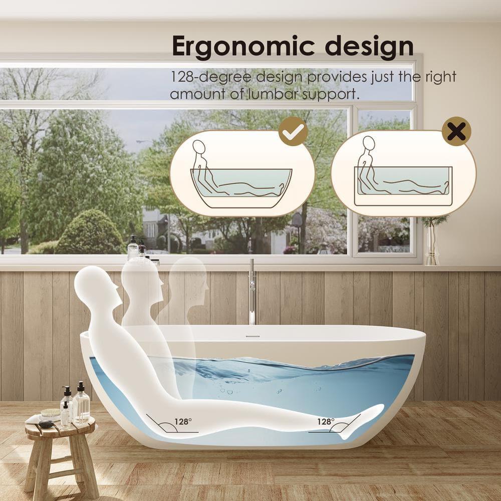 Ryder 68.9'' x 29.5'' Freestanding Soaking Stone Rein Bathtub