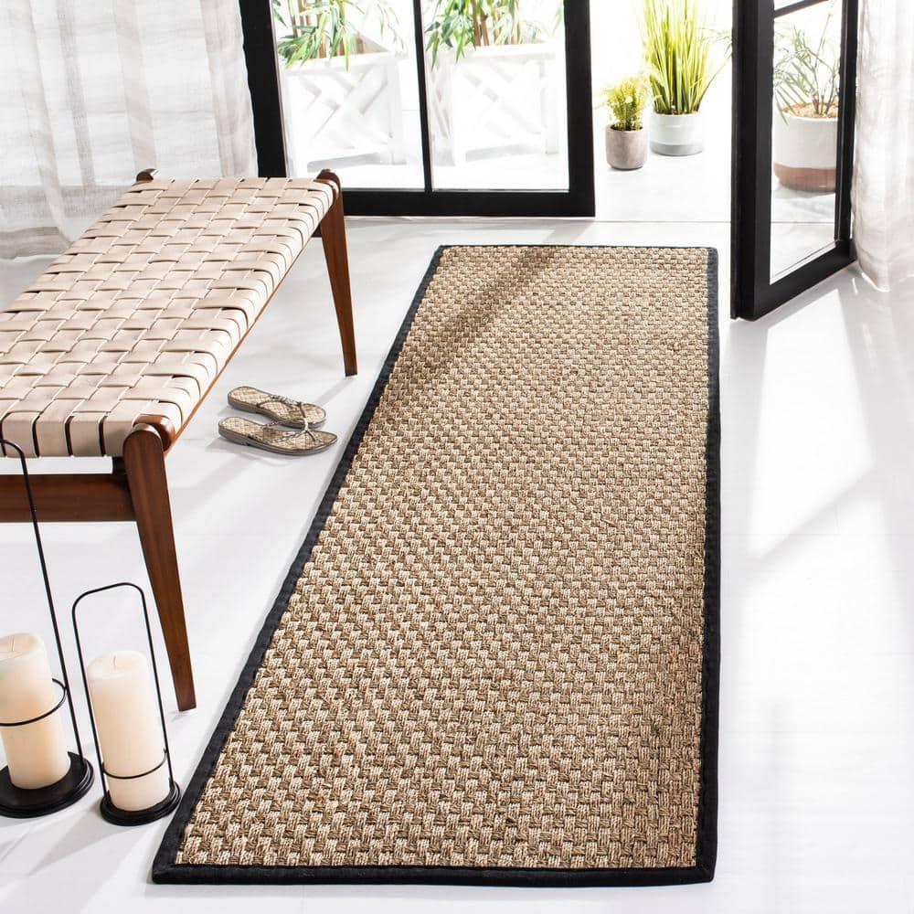 Natural Fiber NF114 Power Loomed Indoor Runner Rug - Natural/Black - 2'6"x12' - Safavieh.