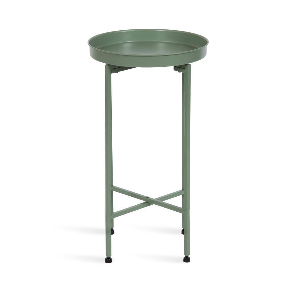 Kate and Laurel Deliah Round Metal Tea Table, 14.25x14.25x25.75, Green