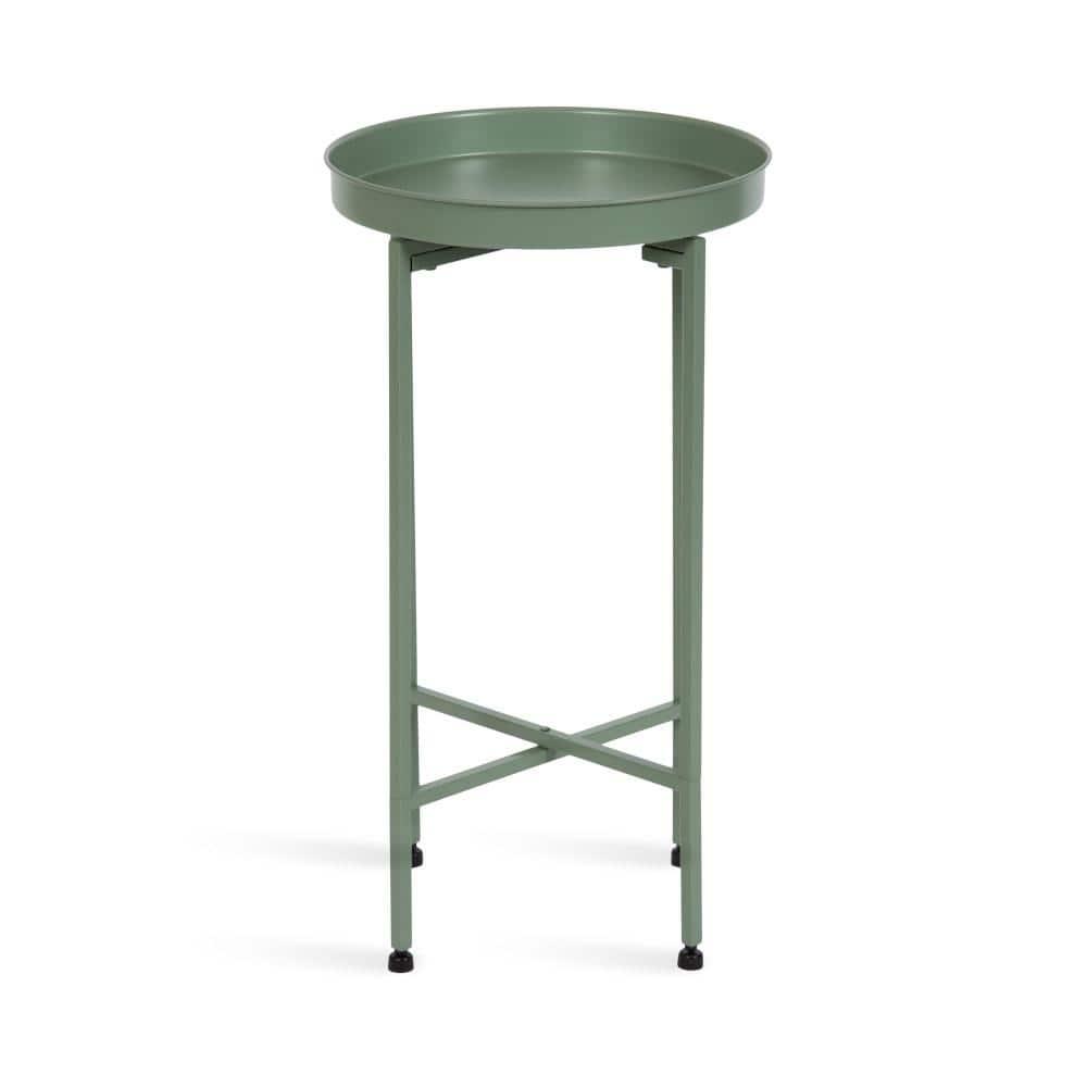 Kate and Laurel Deliah Round Metal Tea Table, 14.25x14.25x25.75, Green