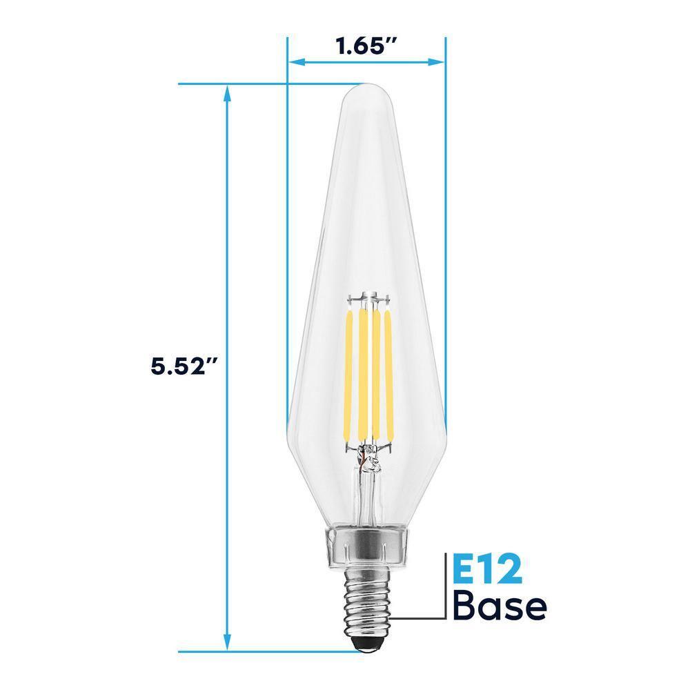Luxrite E12 Candelabra LED Light Bulbs, 5000K, Dimmable, 4.5W, 500 Lumens, HX10.5 Glass, Wet Rated, UL Listed 12 Pack