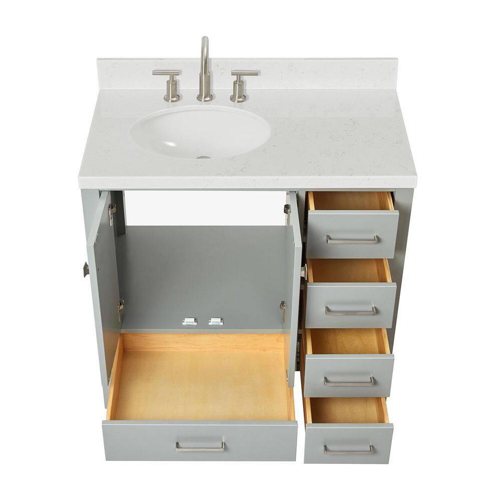 Ariel A036slcqovo Cambridge 36" Free Standing Single Basin Vanity Set - Grey