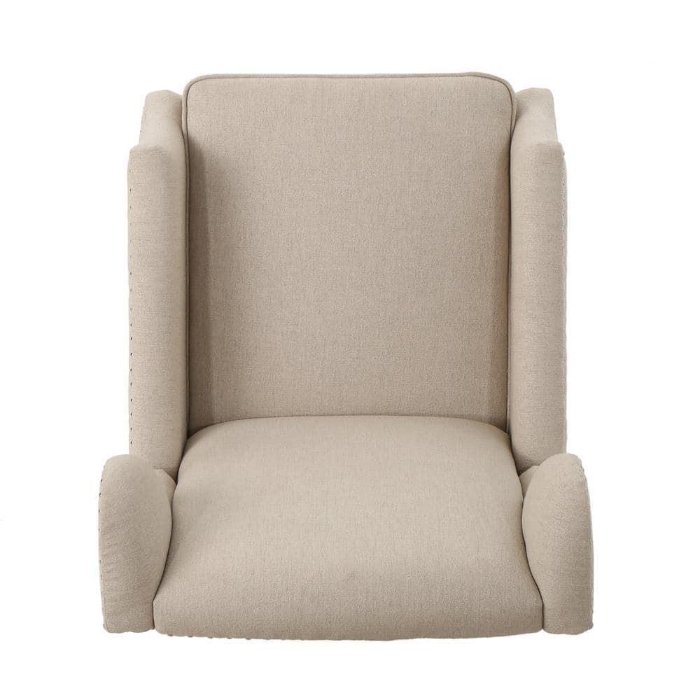 Noble House Wescott Fabric Wing Back Recliner, Set of 2, Beige