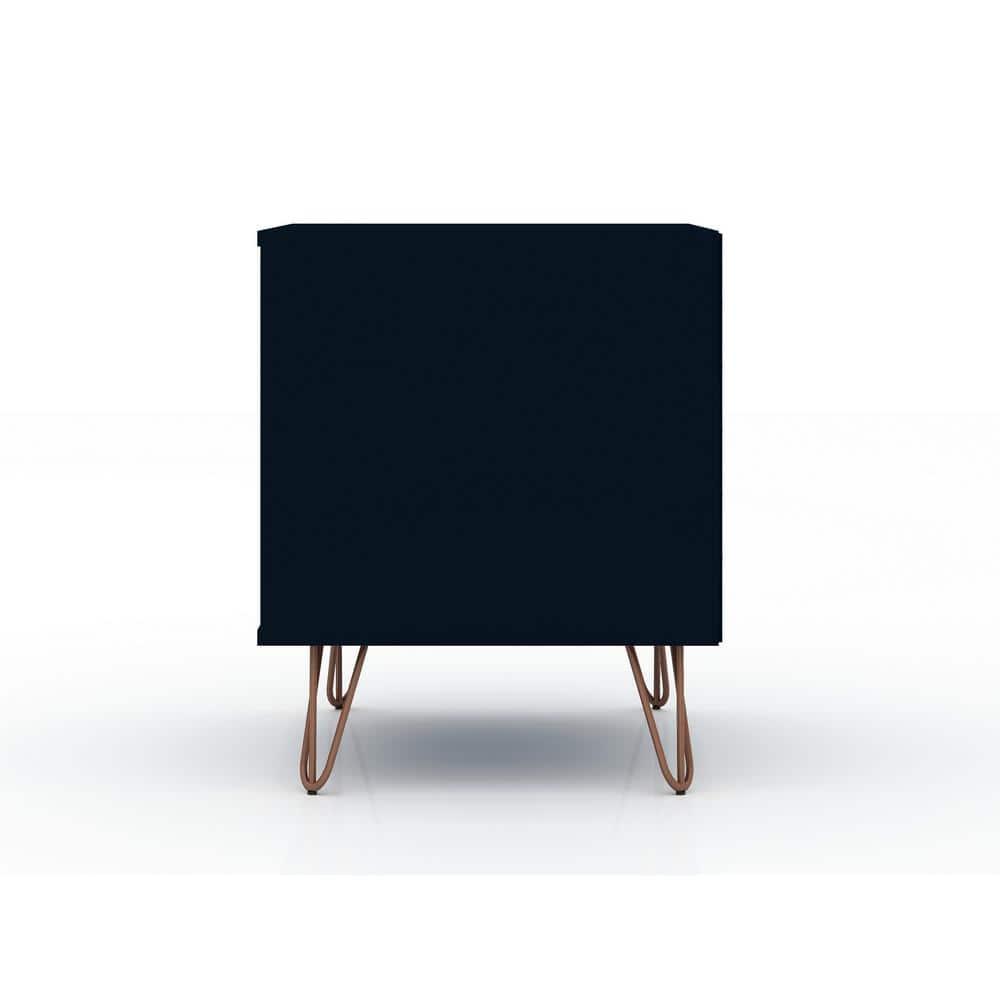 Set of 2 Rockefeller 1 Drawer Nightstands Tatiana Midnight Blue - Manhattan Comfort