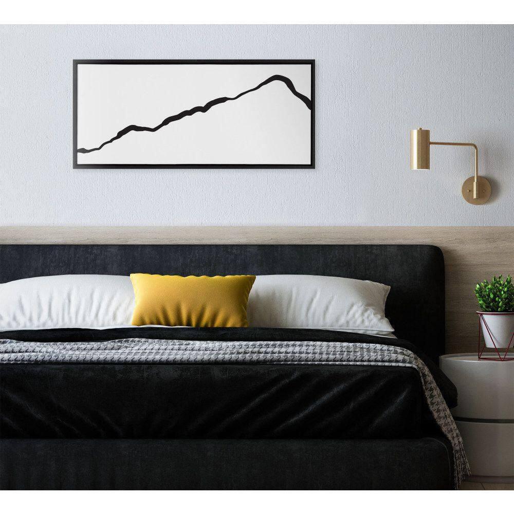 Kate and Laurel Sylvie Elevated Abstract Minimalist Mountain Landscape Framed Canvas Wall Art by The Creative Bunch Studio, 18x40 Black, Minimal Mountainous Landscape Art for Wall