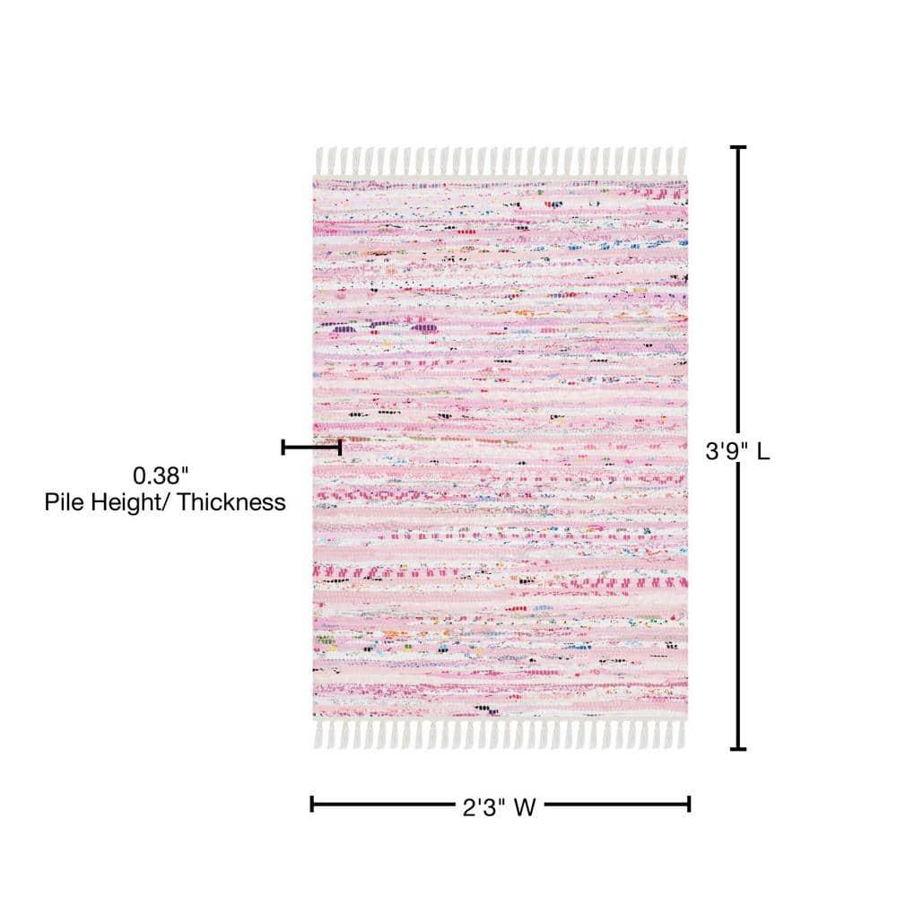 Rag Rug RAR125 Hand Woven Indoor Accent Rug - Light Pink/Multi - 2'3"x3'9" - Safavieh.