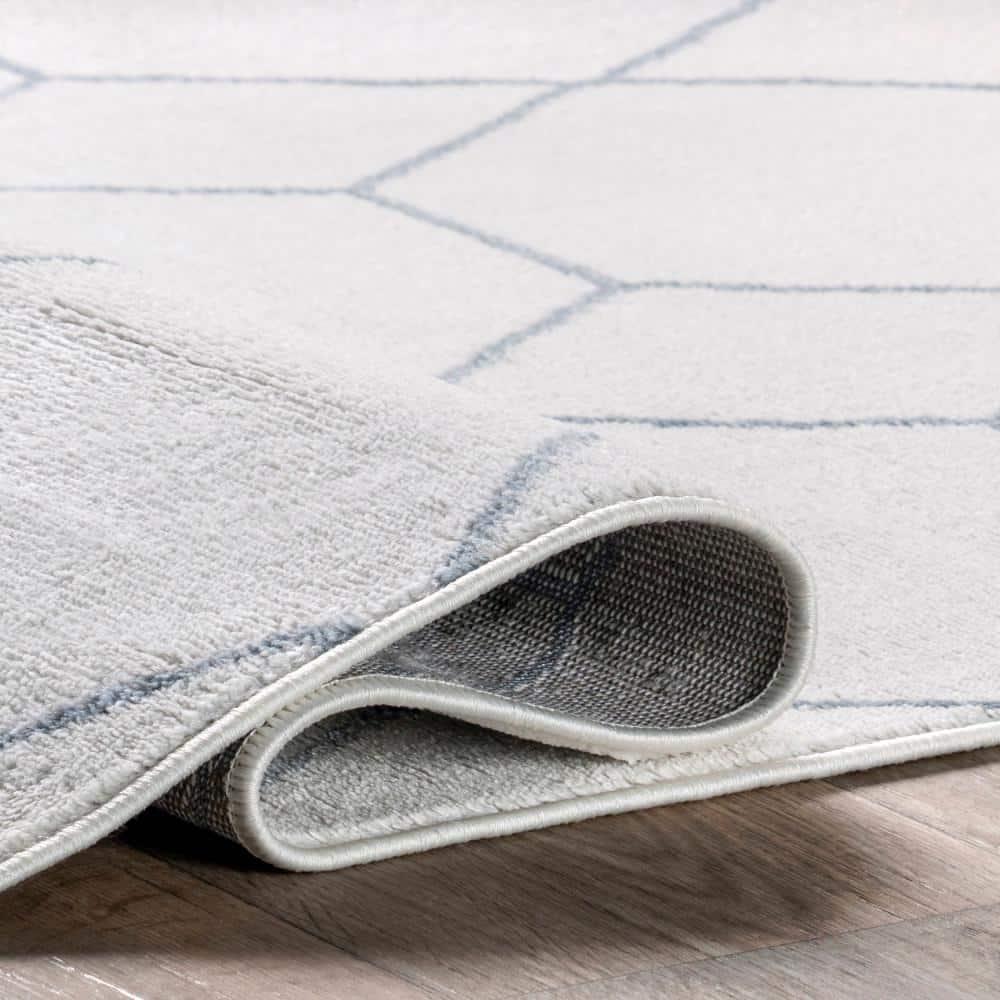 Nuloom Veronica Geometric 5x8 Indoor Area Rug for Living Room Bedroom Dining Room Kitchen, Blue/Ivory