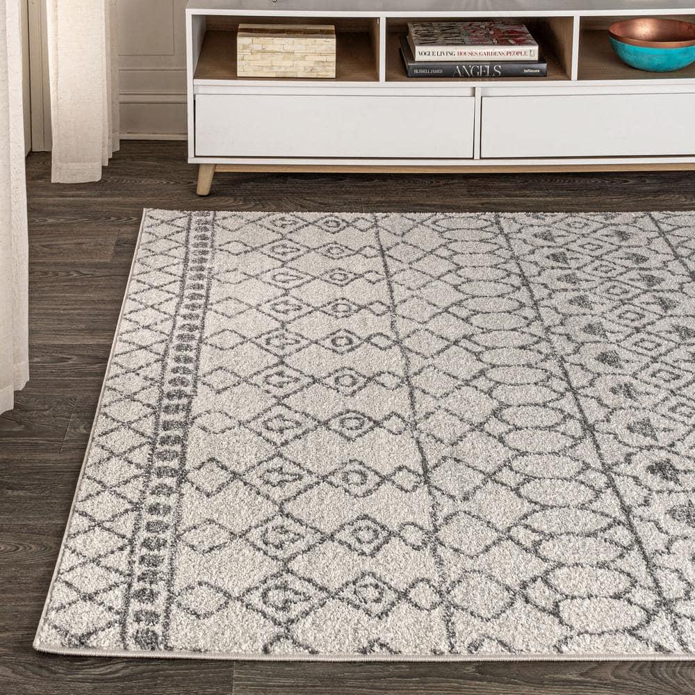 5'x8' Izil Moroccan Beni Souk Area Rug, Cream/Gray - JONATHAN Y