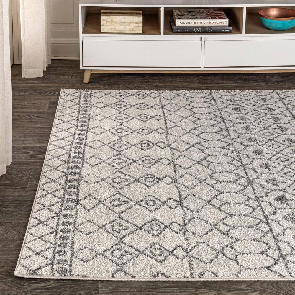 5'x8' Izil Moroccan Beni Souk Area Rug, Cream/Gray - JONATHAN Y