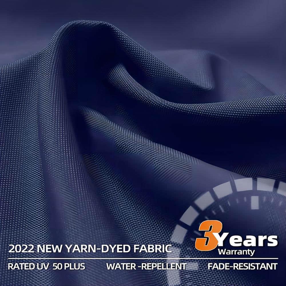 PURPLE LEAF 12FT Deluxe Square Wood Grain Patio Umbrella, Large Offset Cantilever Umbrella with 360° Rotation, Navy Blue