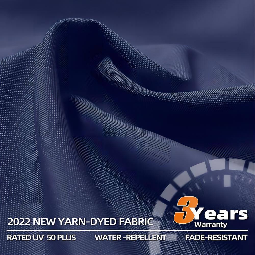 PURPLE LEAF 11FT Deluxe Square Wood Grain Patio Umbrella, Large Offset Cantilever Umbrella with 360° Rotation, Navy Blue