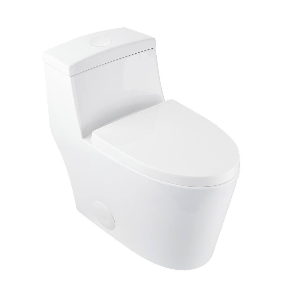 DeerValley Prism Dual-Flush Elongated One-Piece Toilet with Glazed Surface Lower Water Tank for Space Saving (Seat Included)