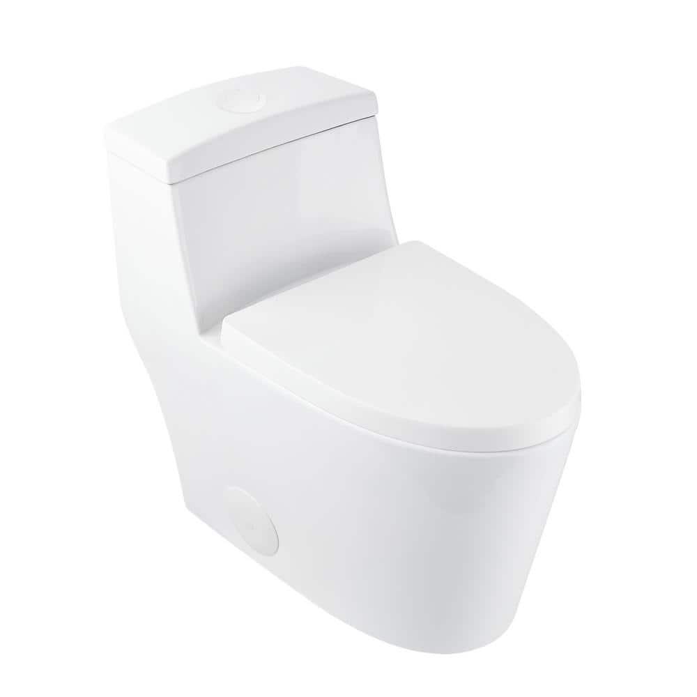 DeerValley Prism Dual-Flush Elongated One-Piece Toilet with Glazed Surface Lower Water Tank for Space Saving (Seat Included)