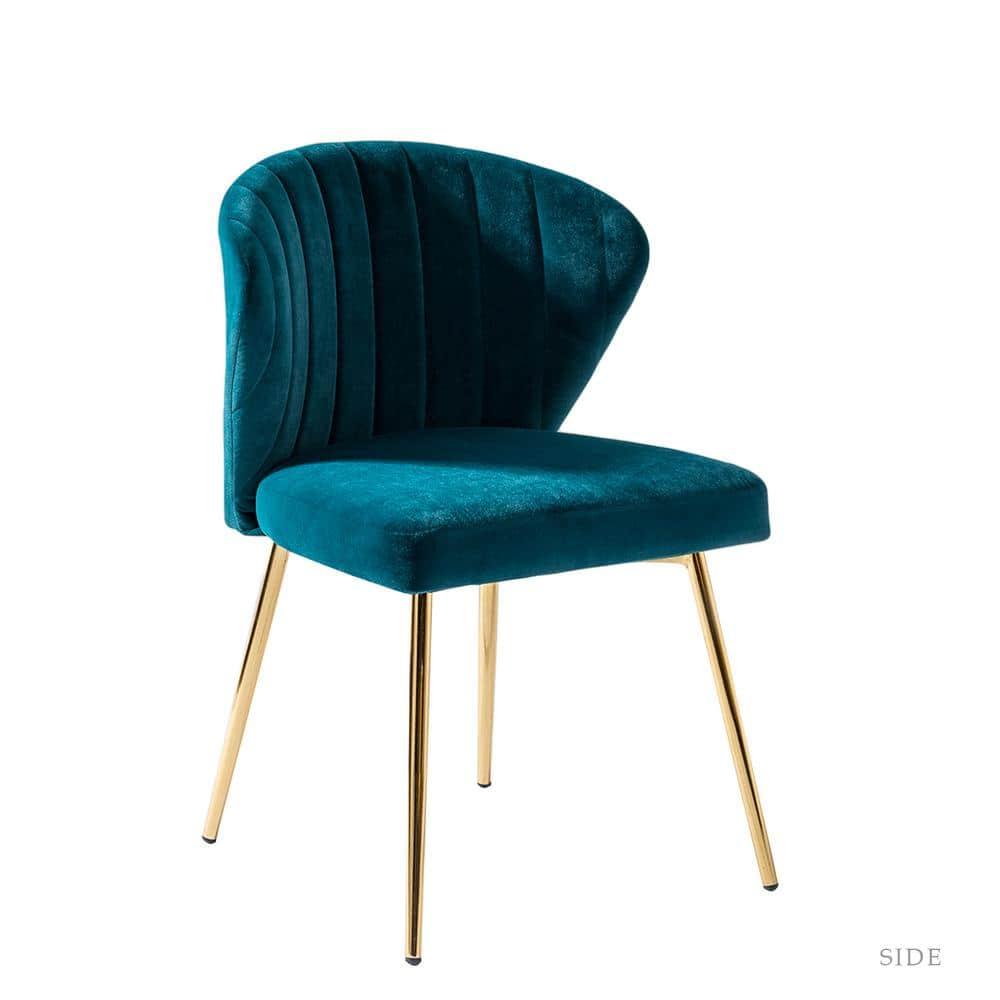 Modern Velvet Accent Chair Upholstered Small Vanity Chair Bedroom Living Room Teal