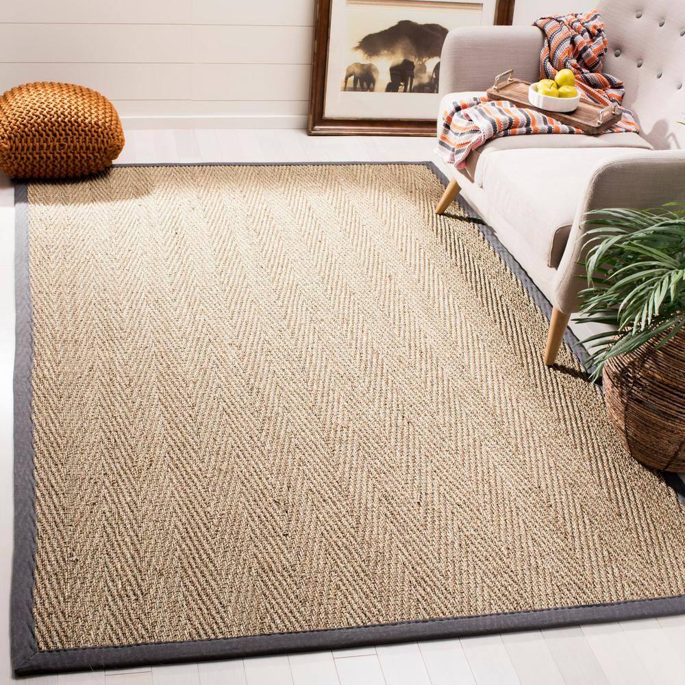 Natural Fiber NF115 Power Loomed Indoor Area Rug - Natural/Dark Grey - 5'x8' - Safavieh