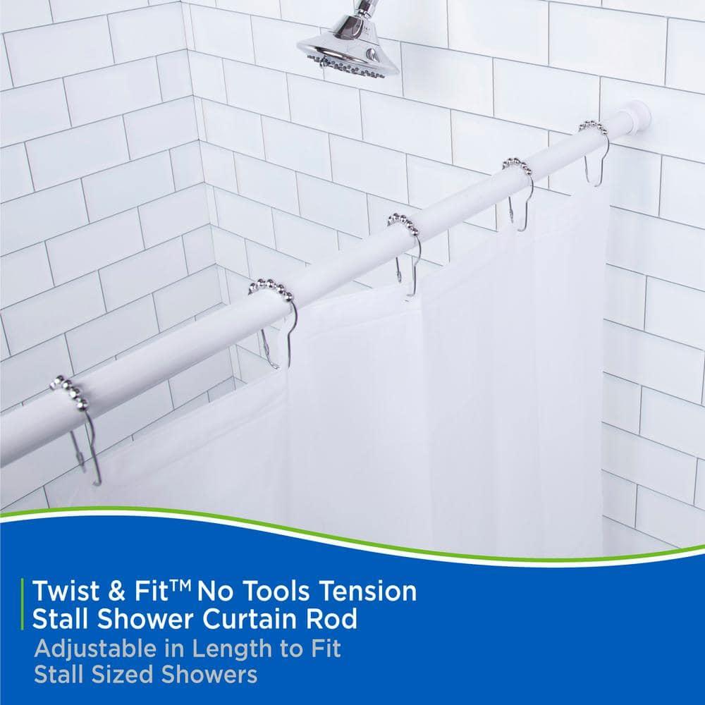 Kenney Twist & Fit Kenney Twist & Fit 24-40 Inch Adjustable Straight Stall Tension Shower Curtain Rod