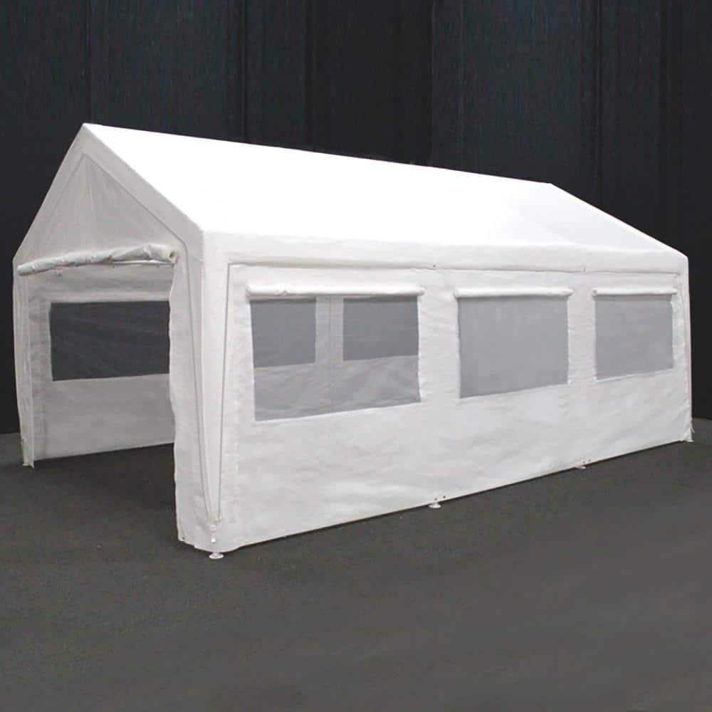 King Canopy 12 ft x 20 ft Carport Canopy Sidewall Kit w/ Flaps and Bug Screen Windows