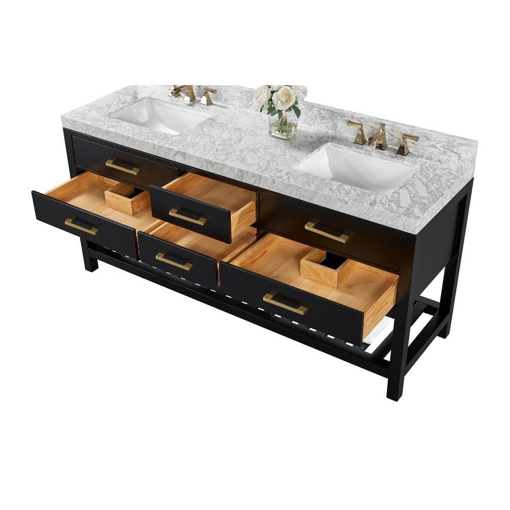 Ancerre Designs Elizabeth 72" Wood Bathroom Vanity Set in Black Onyx