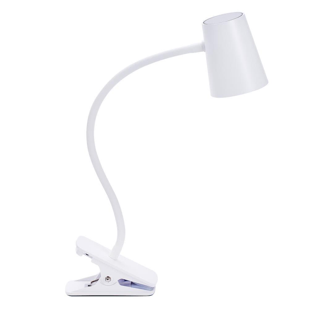 Adjustable LED Clamp Light, 7.48 in. White, Indoor, Desk Lamp