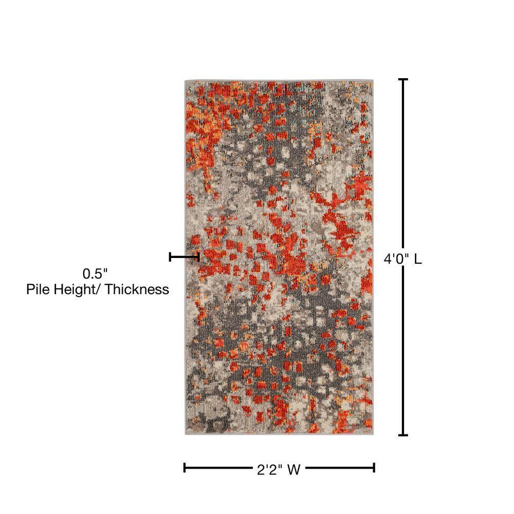 Monaco MNC225 Power Loomed Indoor Accent Rug - Grey/Orange - 2'2"x4' - Safavieh