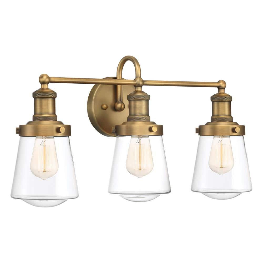 Designers Fountain Taylor 3 Light Old Satin Brass Bathroom Vanity Light Fixture, 69503-OSB