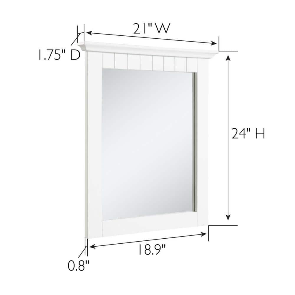 QINBI 541581-WHT Cottage Rectangle Wall Accent Traditional Wood Framed – Living Room, Bedroom, Bathroom Vanity Mirror, 24" H X 21" L, White