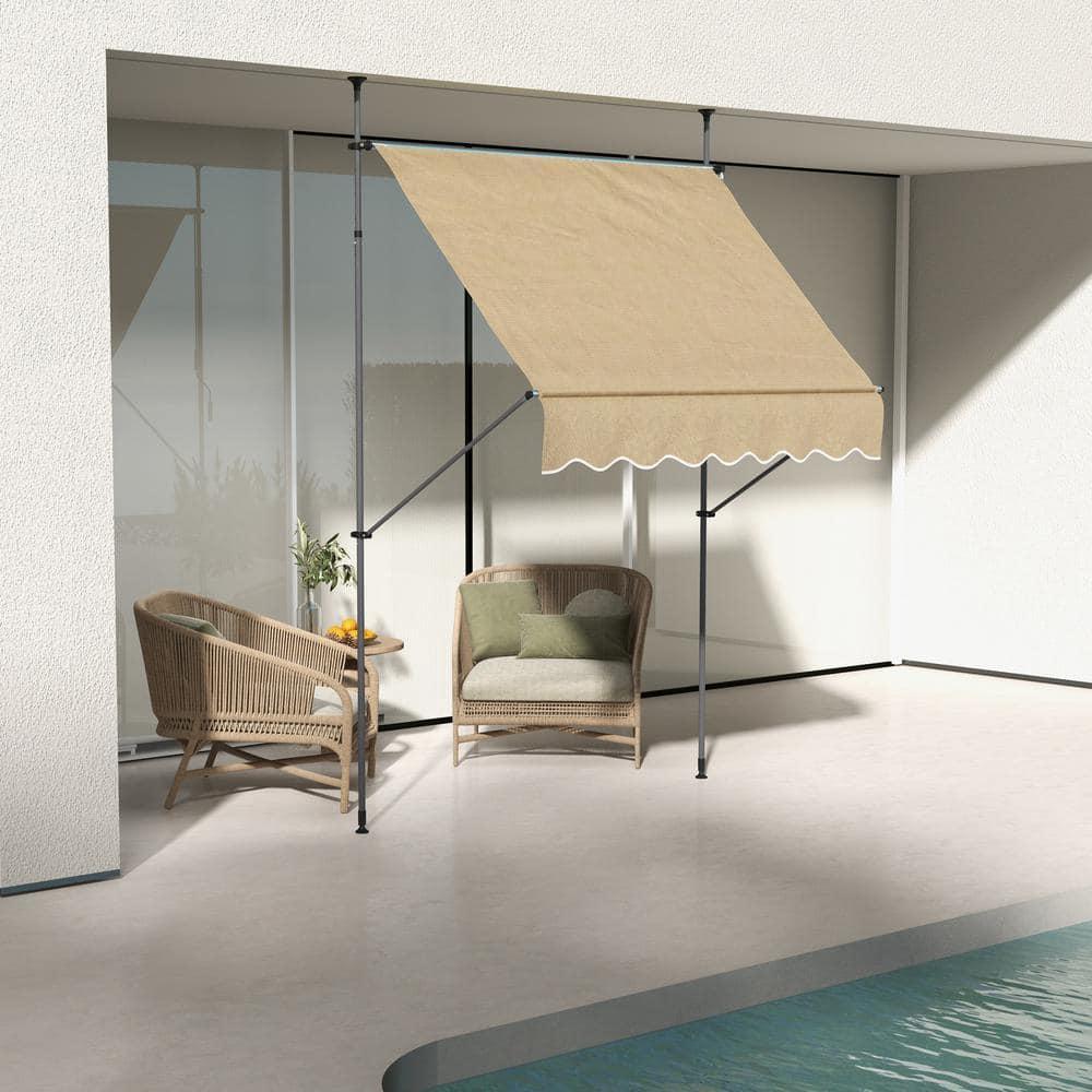 Outsunny D Polyester Cover Retractable Patio Awning