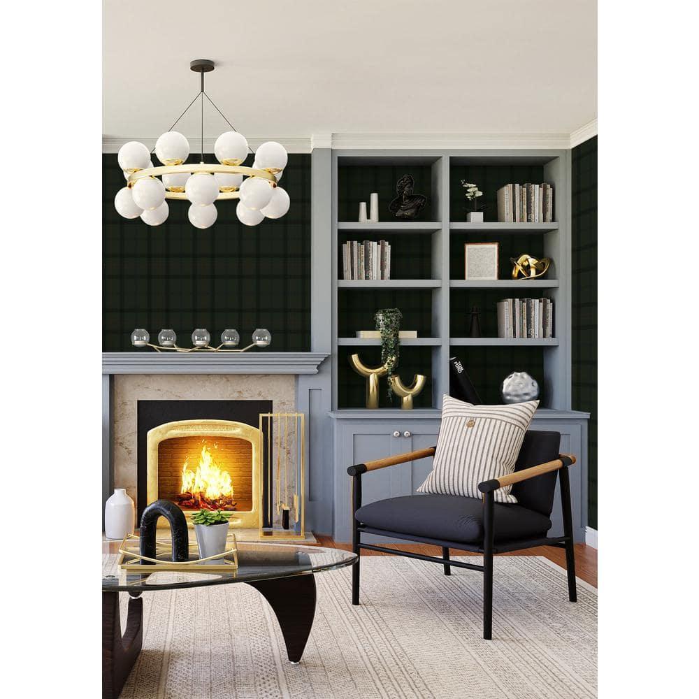 NextWall Greenery Tailor Plaid Peel and Stick Wallpaper - 20.9 in. W x 18 ft. L Roll