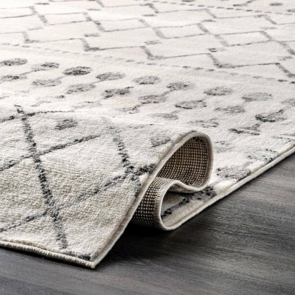 Nuloom 7x9 Zola Geometric Moroccan Indoor Area Rug, Grey, Faded Bohemian Design, Stain Resistant, BedroomLiving Room, Kitchen,