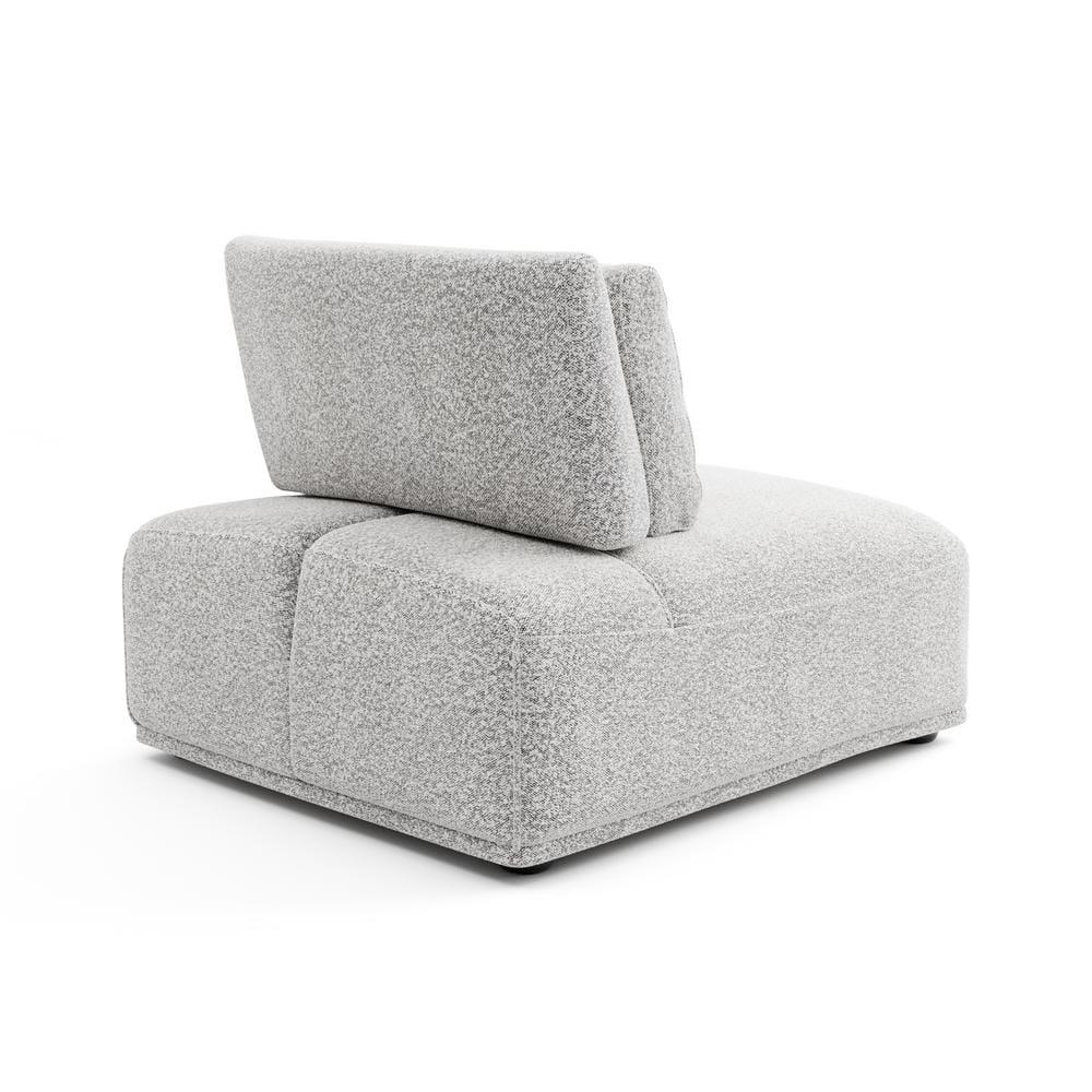 HOMES: Inside + Out Povoa Modern Modular Armless Chair Boucle with Extendable Backrest Light Gray