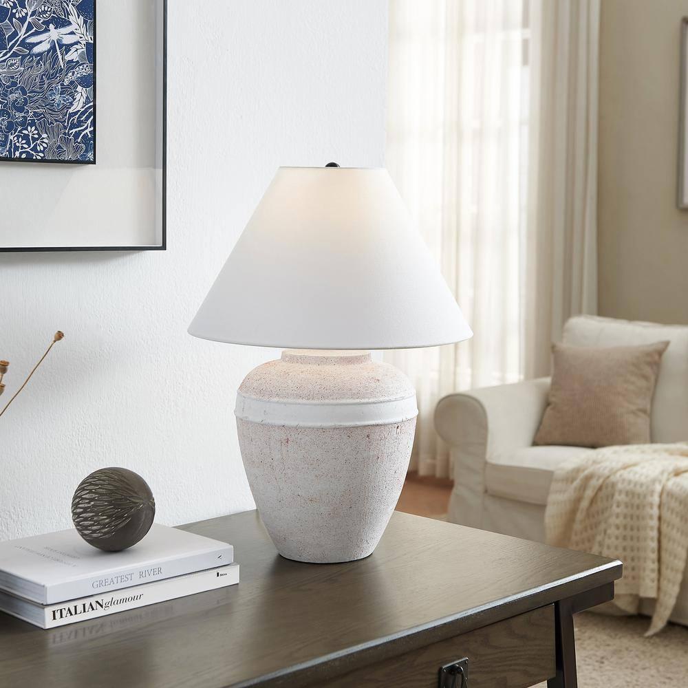 Evelyn&Zoe Chiara 22.5" Modern Ceramic Table Lamp with White Cone Fabric Shade