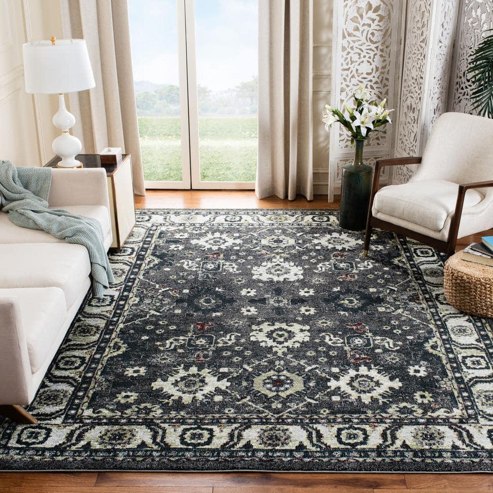 Vintage Hamadan VTH214 Power Loomed Indoor Area Rug - Dark Grey/Ivory - 8'x10' - Safavieh.