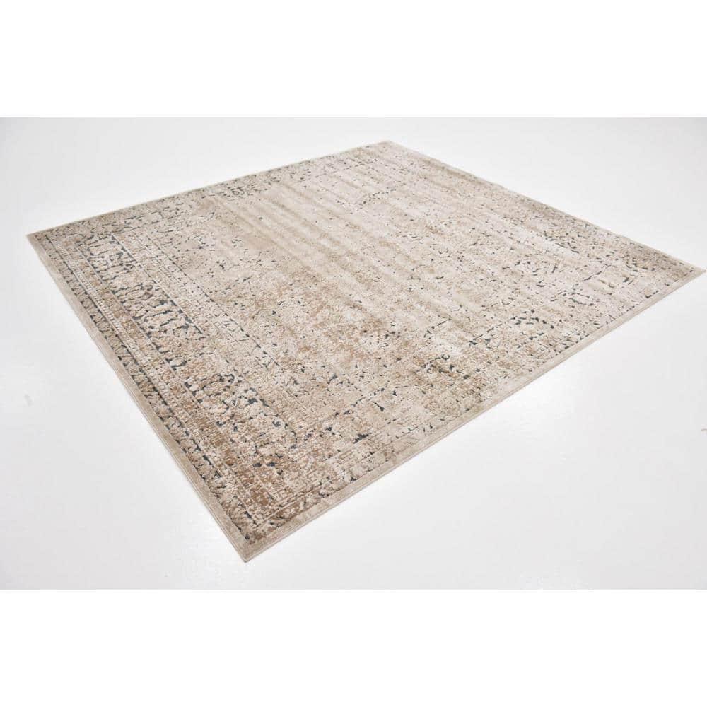Unique Loom Chateau Collection Area Rug - Jefferson (7' 1" Square Beige/Light Brown)