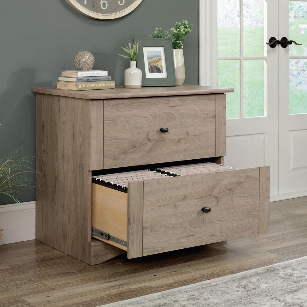 2 Drawer Lateral File Cabinet Laurel Oak - Sauder: Full Extension, Legal/Letter Size, Interlocking