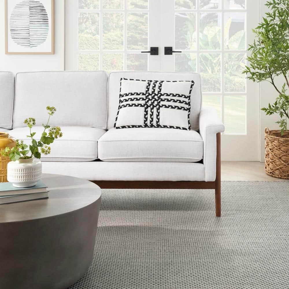 Nourison Crossed Braids Black 14" x 20" Indoor/Outdoor Throw Pillow