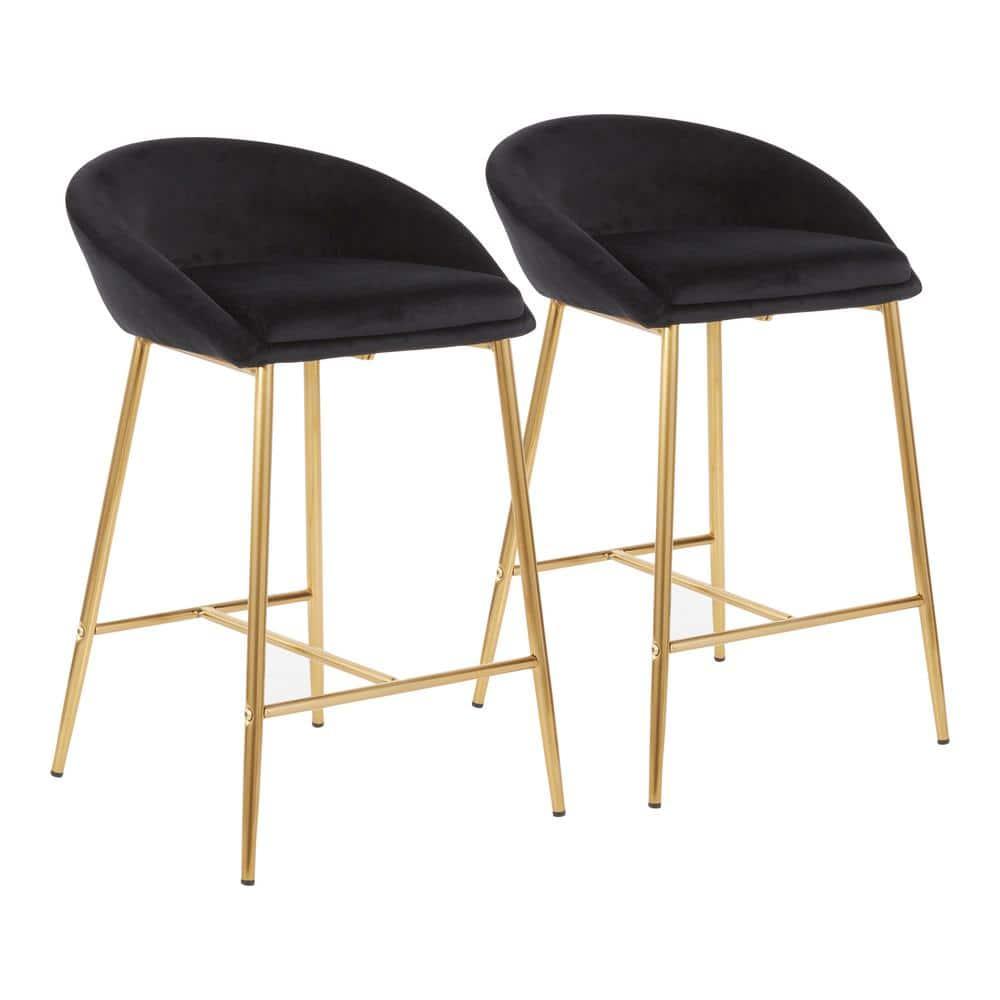 Wenty Glam Upholstered Counter Stool with Metal Frame (Set of 2)