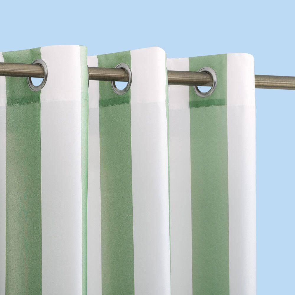 108"x54" Valencia Cabana Striped Indoor/Outdoor UV Protectant Room Darkening Grommet Curtain Panel Spa Green - Sun Zero