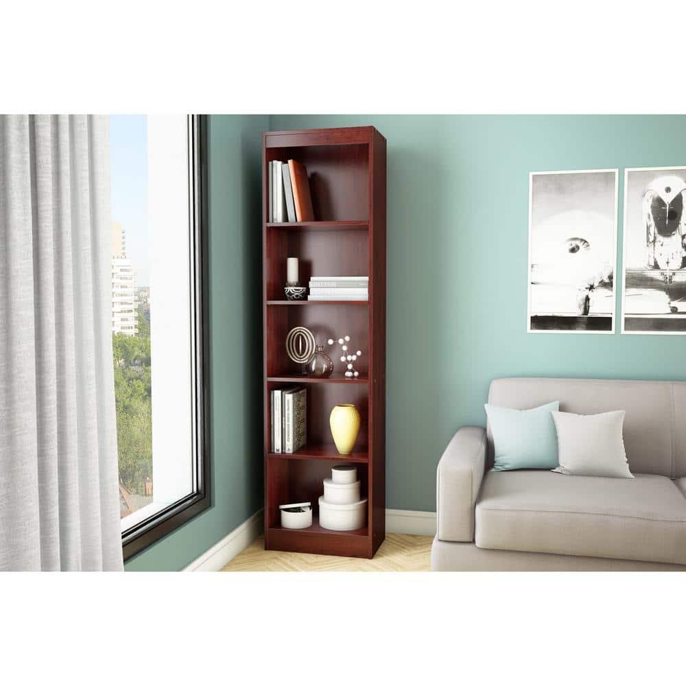 Axess Narrow 5-Shelf Narrow Bookcase Pure White