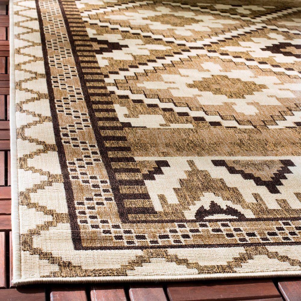 Veranda VER096 Power Loomed Indoor and Outdoor Accent Rug - Creme/Brown - 2'7"x5' - Safavieh.