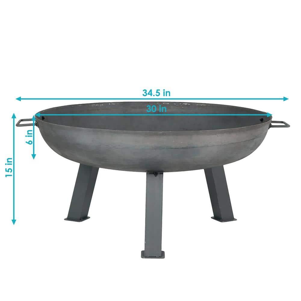 SunnyDaze Decor Union Round Wood-Burning Steel Finish Cast Iron Outdoor Raised Fire Pit Bowl
