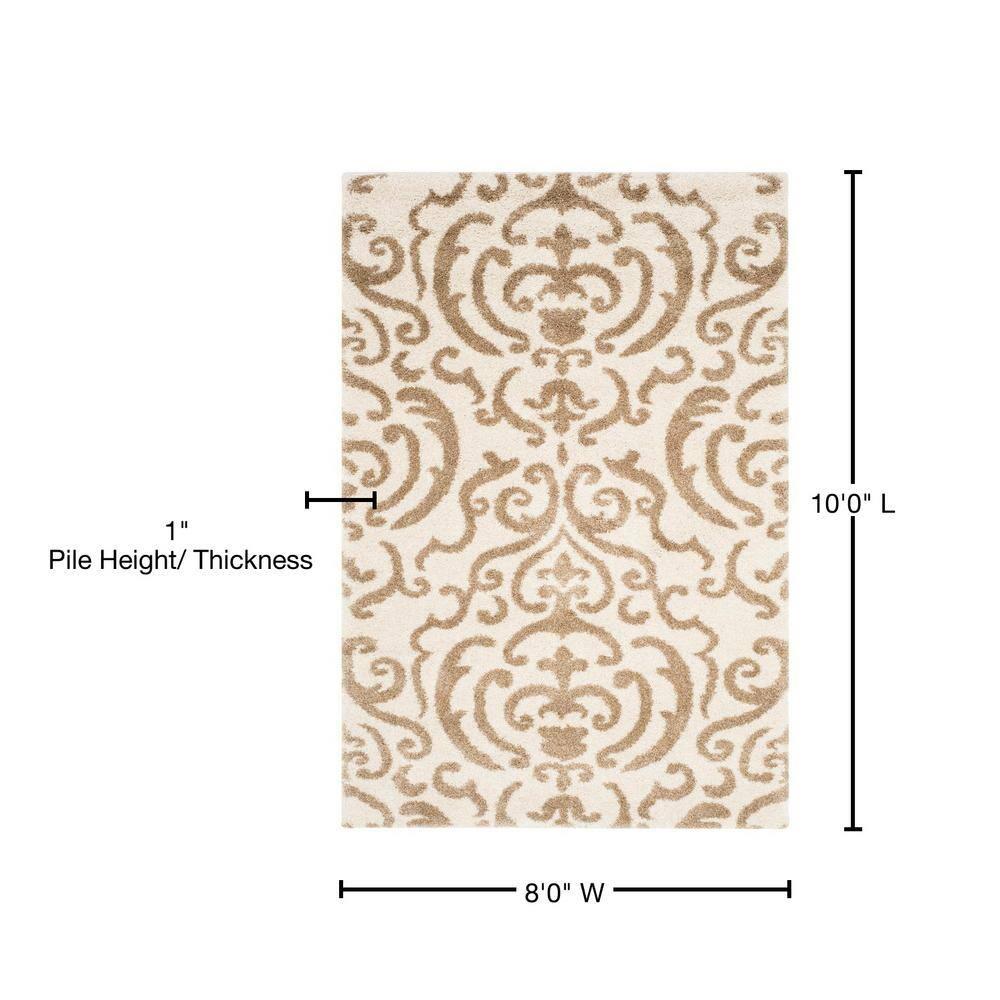 Florida Shag SG462 Power Loomed Indoor Area Rug - Cream/Beige - 8'x10' - Safavieh.