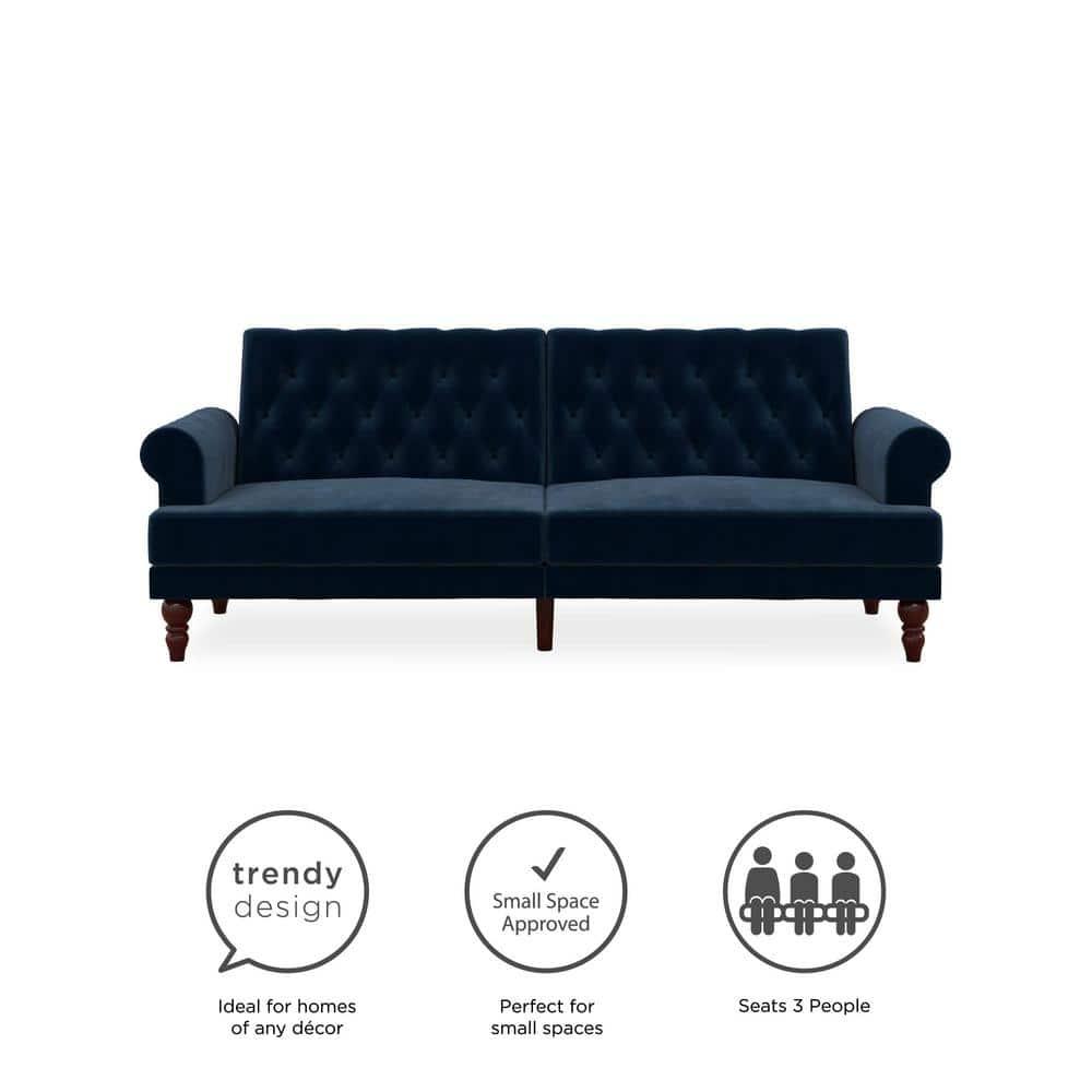 Cassidy Twin 83.5'' Velvet Tufted Convertible Sofa