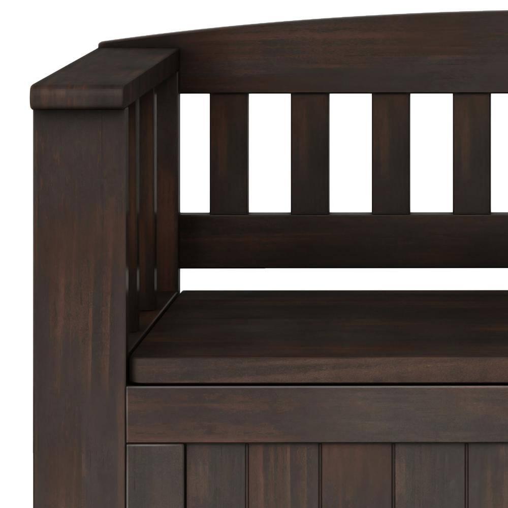 Simpli Home Acadian SOLID WOOD 36 inch Wide Transitional Small Entryway Storage Bench in Brunette Brown