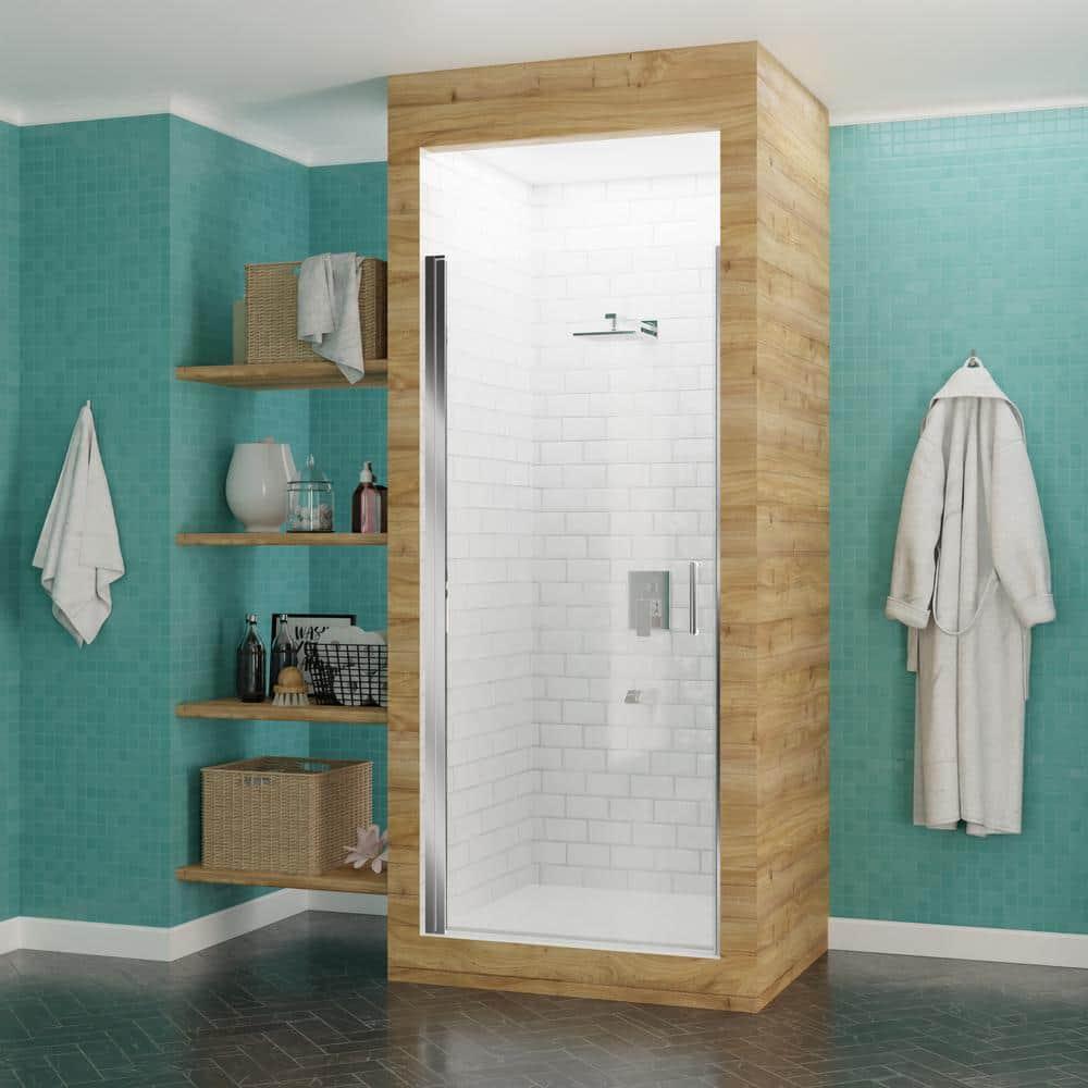 Lancer Series 29" W x 72" H Hinged Semi-Frameless Shower Door