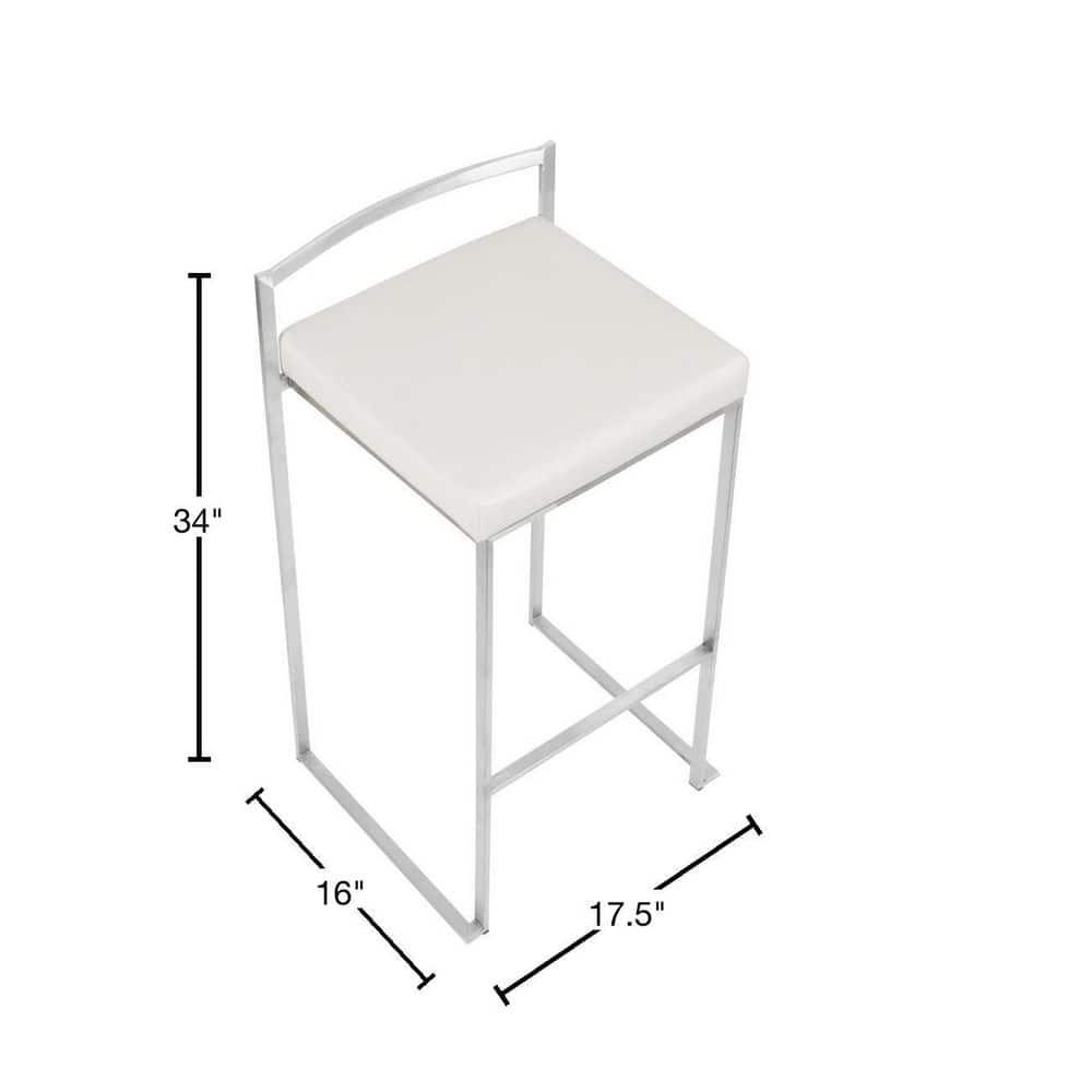 Fuji White Stackable Bar Stool (Set of 2)
