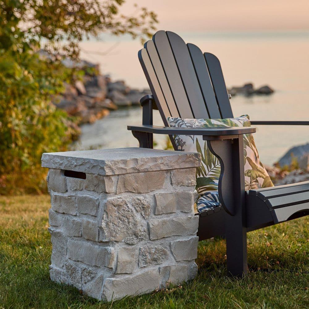 Real Flame Scottsdale Stone Propane Tank Cover And Side Table In Beige By Real Flame